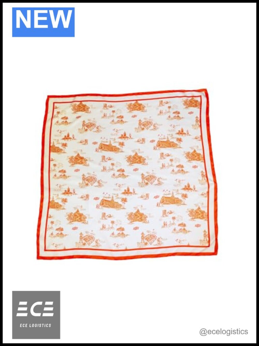 100% Silk Toile Collegiate Scarf Neck Head Bag Accessory Lightweight